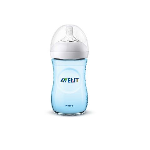 Avent Natural Бутилка за хранене с биберон Natural Slow с една дупка за деца над 1 месец x260 мл - синя