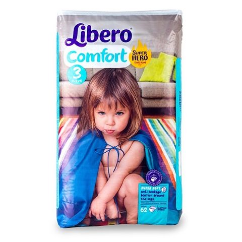 Libero Comfort Super Hero Edition 3 Midi Пелени за бебета и деца 5-9кг х62 броя