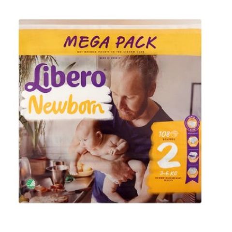 Libero Newborn 2 Mega pack Бебешки пелени 3-6кг х108 броя