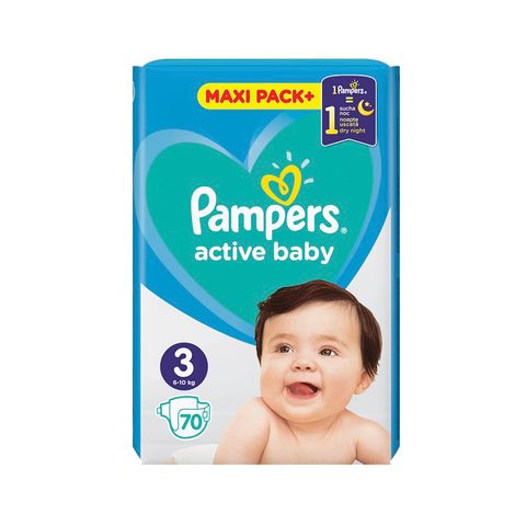 Pampers Active Baby 3 Maxi Pack + Пелени за деца от 6 до 10 килограма x66 броя