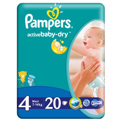 Pampers Active Baby Dry 4 Maxi Пелени за бебета и деца 7-14 килограма х20 броя