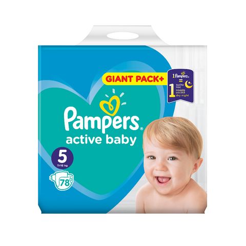 Pampers Active Baby Giant Pack 5 Junior Пелени за деца от 11 до 16 килограма x78 броя