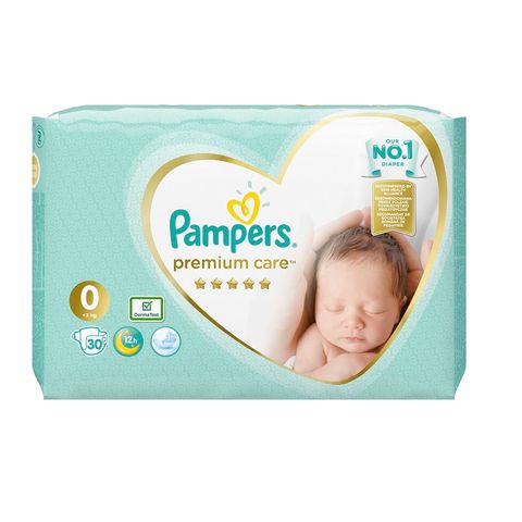 Pampers Premium Care 0 Newborn Бебешки пелени за новородени до 3 кг х30 броя