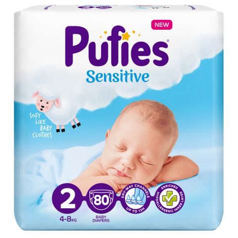 Pufies Sensitive 2 Mini Пелени за деца от 4 до 8 килограма x80 броя