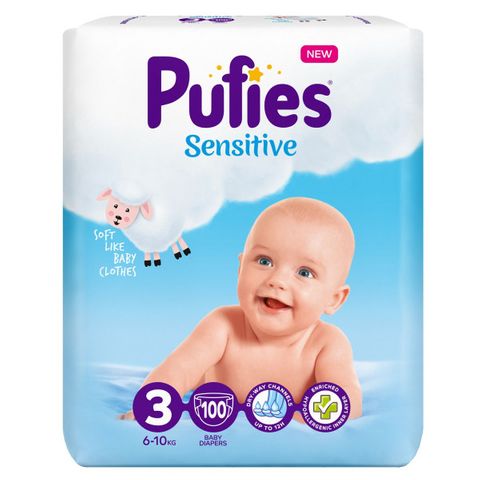 Pufies Sensitive 3 Midi Пелени за деца от 6 до 10 килограма x100 броя