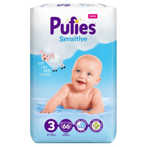 Pufies Sensitive 3 Midi Пелени за деца от 6 до 10 килограма x66 броя