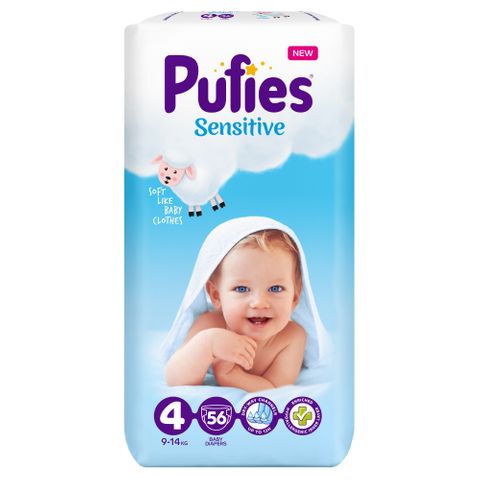 Pufies Sensitive 4 Maxi Пелени за деца от 9 до 14 килограма x56 броя
