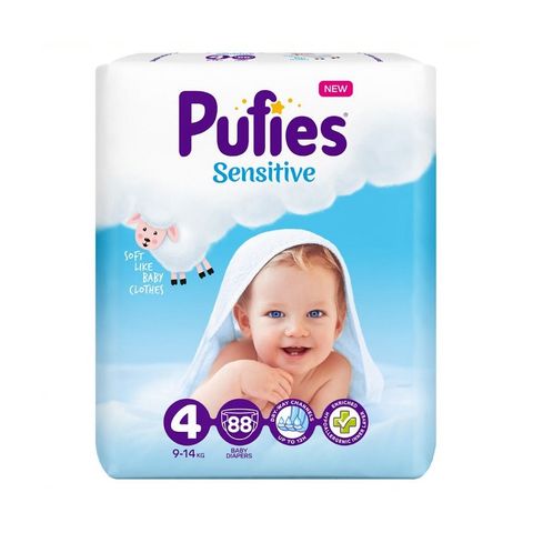 Pufies Sensitive 4 Maxi Big Pack Пелени за деца от 9 до 14 килограма x88 броя