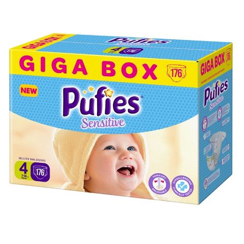 Pufies Sensitive Giga Box 4 Maxi Пелени за деца от 7 до 14 килограма x176 Броя
