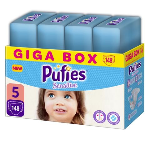 Pufies Sensitive Giga Box 5 Junior Пелени за деца от 11 до 20 килограма x148 броя