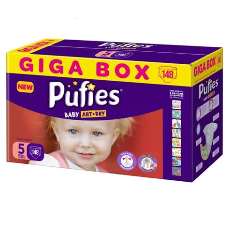 Pufies Art & Dry 5 Giga Box Пелени за бебета от 11 до 20 килограма x148 броя