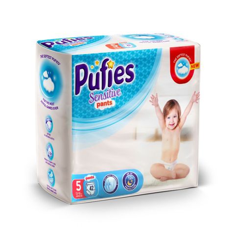 Pufies Sensitive Pants 5 Junior Бебешки пелени тип гащички за деца от 12 до 18 килограма x42 броя