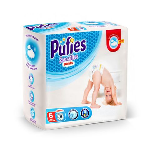 Pufies Sensitive Pants 6 Extra Large Бебешки пелени тип гащички за деца над 15 килограма x38 броя