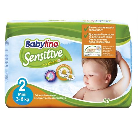 Babylino Sensitive 2 Mini пелени за бебета 3-6 кг х26 броя