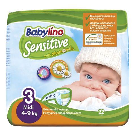 Babylino Sensitive 3 Midi пелени за бебета 4-9 кг х22 броя